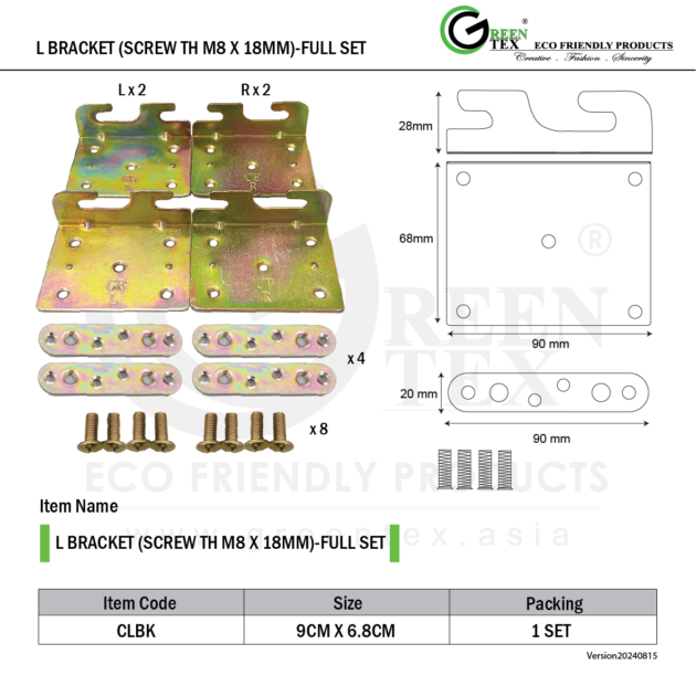 L BRACKET (SCREW TH M8 X 18MM)