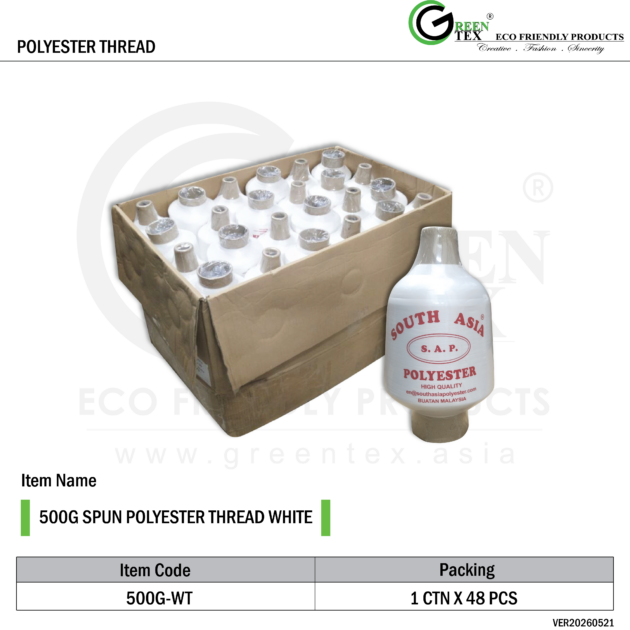 500G SPUN POLYESTER THREAD WHITE