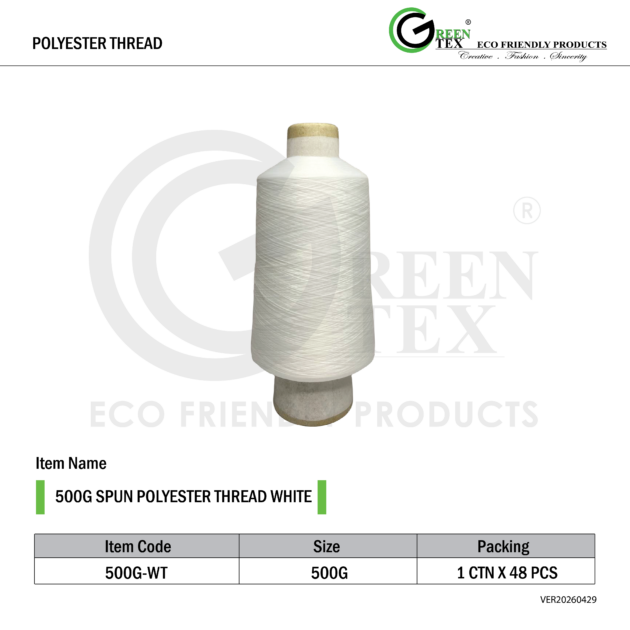 500G SPUN POLYESTER THREAD WHITE