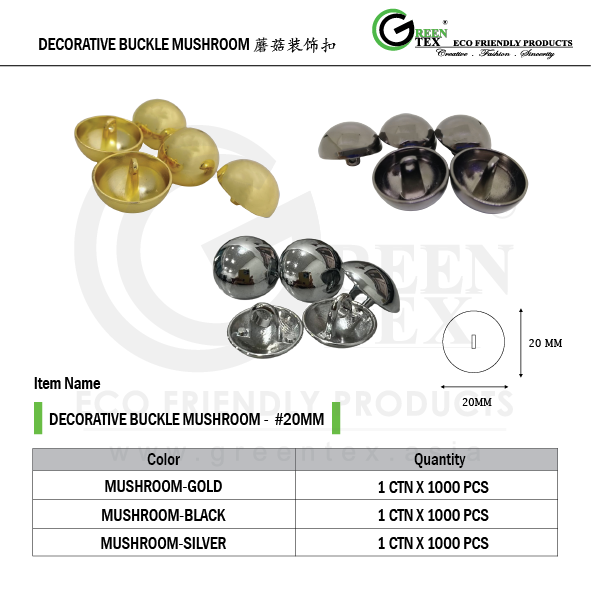 DECORATIVE BUCKLE MUSHROOM #20MM