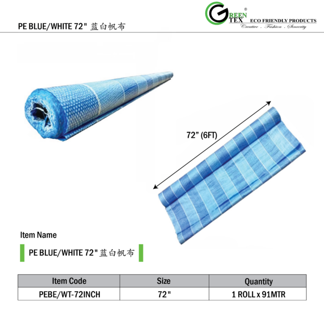 PE BLUE/WHITE 72"