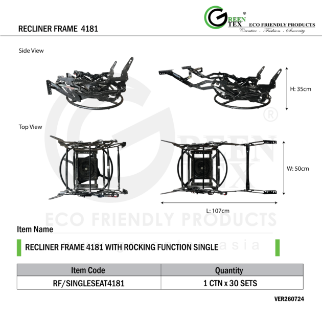 RECLINER FRAME 4181 WITH ROCKING FUNCTION SINGLE